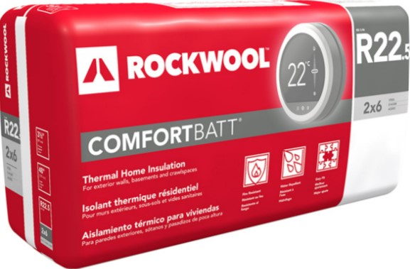 Rockwool Comfortbatt Semi-Rigid Stone Wool Insulation - Thermal Retention - Greenguard Certified - 22.5 R-Value