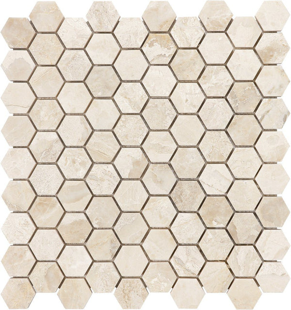 Anatolia 1.25 in (3.2 cm) Hexagon Impero Reale Honed Marble Mosaic