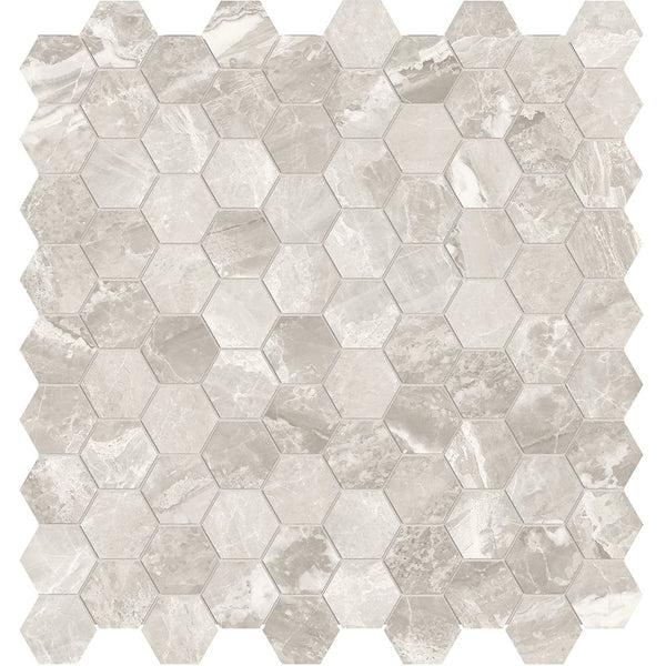Anatolia 1.25 in (3.2 cm) Hexagon Mayfair Polished Glazed Porcelain Mosaic, STELLA