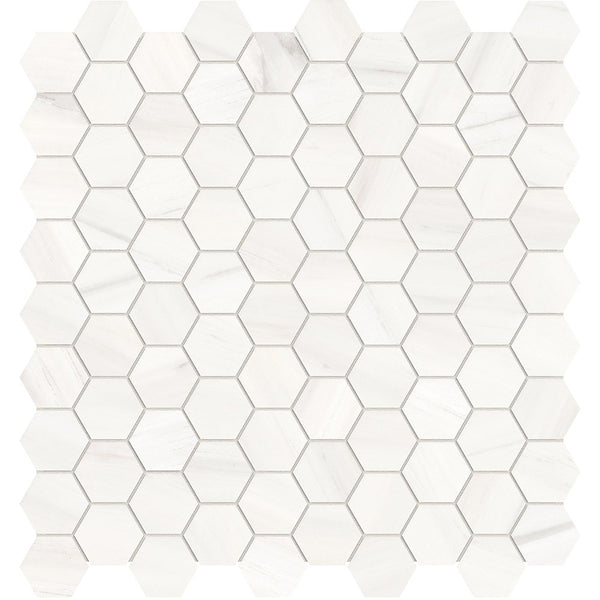Anatolia 1.25 in (3.2 cm) Hexagon Mayfair Polished Glazed Porcelain Mosaic, SUAVE