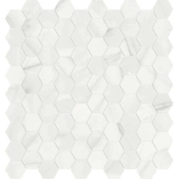Anatolia 1.25 in (3.2 cm) Hexagon Mayfair Polished Glazed Porcelain Mosaic, VOLAKAS