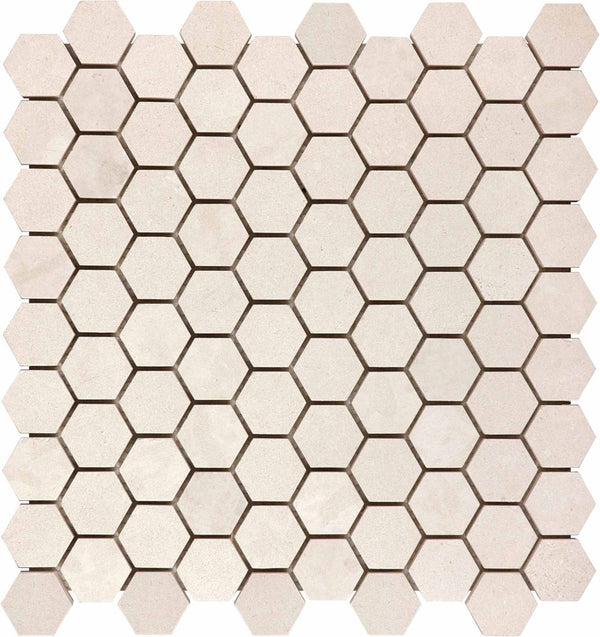 Anatolia 1.25 in Hexagon (3.2 cm) Serene Ivory Polished Limestone Mosaic
