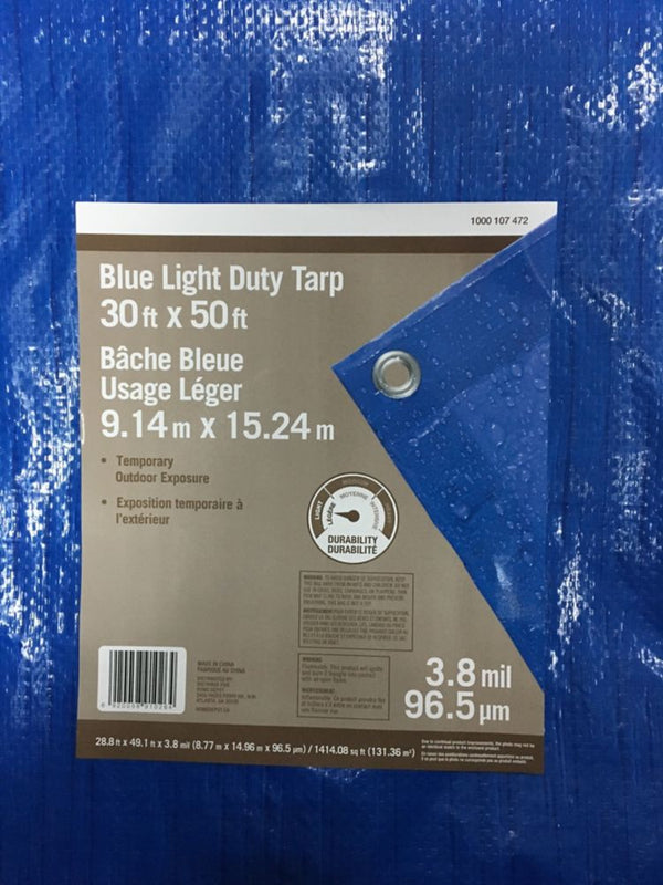 Blue Light Duty Tarp, 30' x 50' 