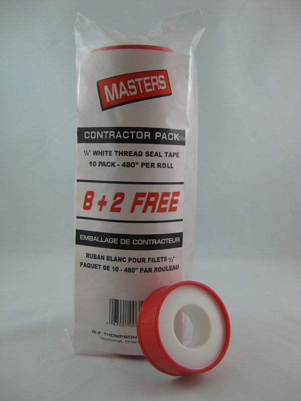 1/2 inchX 480 inch White Tape- Contractor 10 Pack 