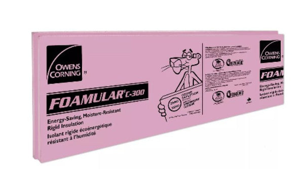 Owens Corning FOAMULAR C-300 XPS Rigid Foam Insulation Board; 1-1/2-inch x 24-inch x 96-inch R-7.5 Ship Lap Edge