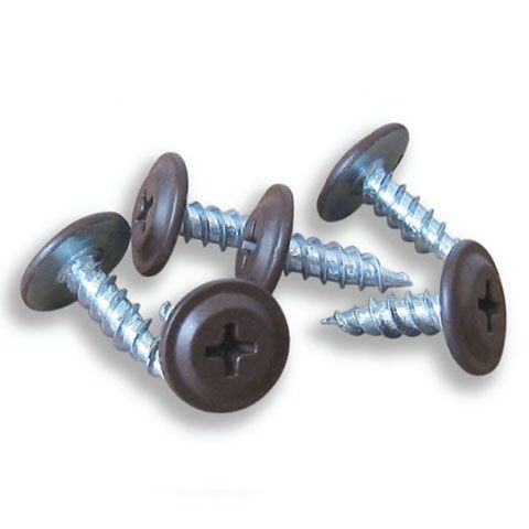 #2 Metal Self-Piercing Screws in Brown for Aluminum Gutter Components -12/Pack