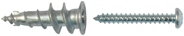 #8 Self-Drilling Zinc Drywall Anchors with Screws, Medium Duty - 4/Pack