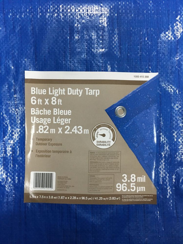 Blue Light Duty Tarp, 6' x 8 
