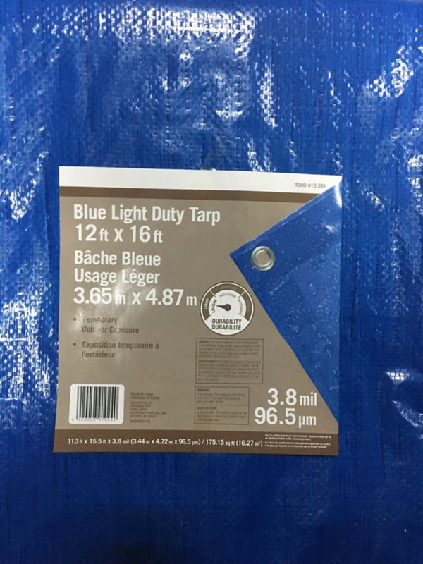 Blue Light Duty Tarp, 12' x 16' 