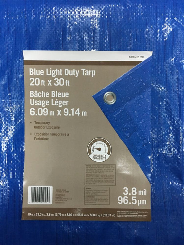 Blue Light Duty Tarp, 20' x 30' 