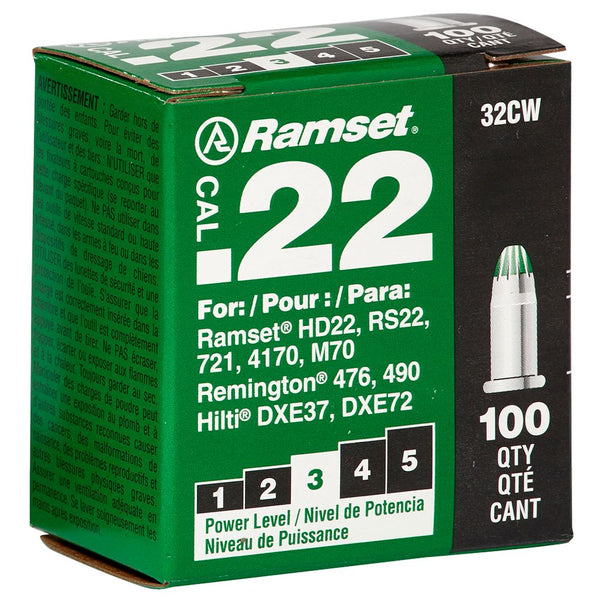 Ramset .22 Caliber Single Shot Green Load (100-Pack)