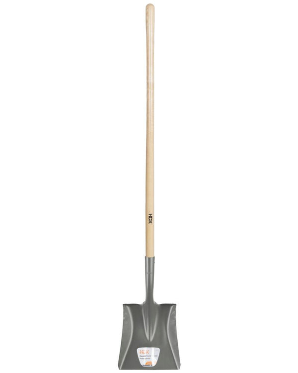 Square Point Shovel with Long wood handle 
