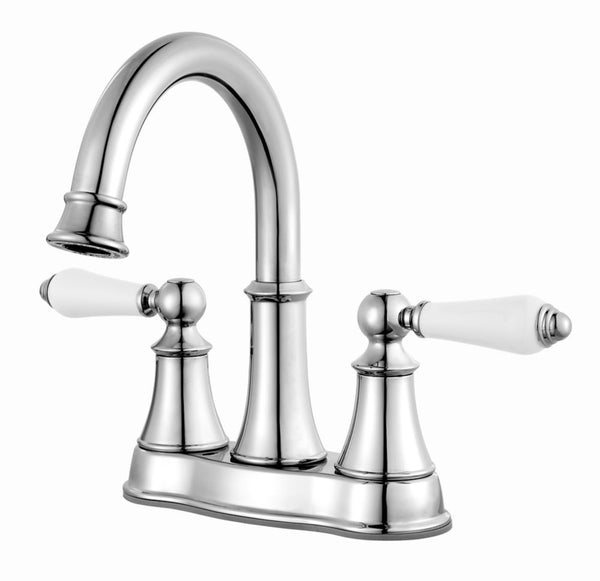 Pfister Courant Centerset (4-inch) 2-Handle High Arc Bathroom Faucet in Chrome with Lever Handles