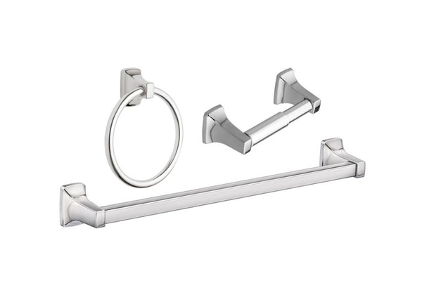 MOEN Adler Bath Hardware Kit in Chrome (3-Piece) with Towel Ring, 18-inch Towel Bar and Paper Holder