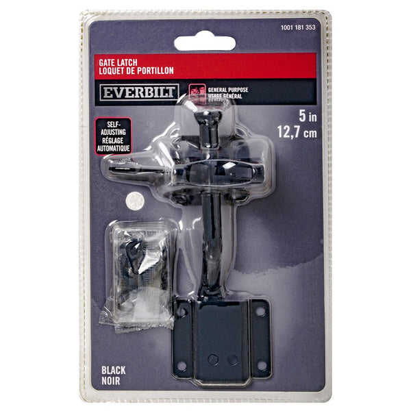 EVERBILT Everbilt 5-in Self-Adjusting Gate Latch, Black, 1pc