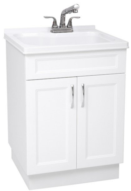 Laundry Cabinet - Sink and Faucet - 24 x 21 x 34-in - White