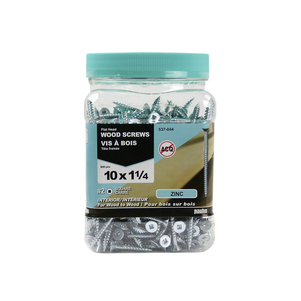  H Paulin #10 x 1-1/4 in. Zinc Coated Flat Head Square Drive Interior Wood Screws (600-Jug)