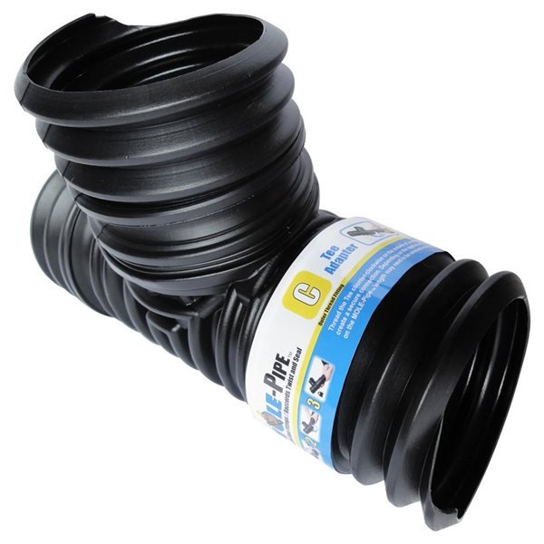 Reln 4-in Dia. x 9-in Black MOLE-Pipe Snap-In Tee Drain Adapter