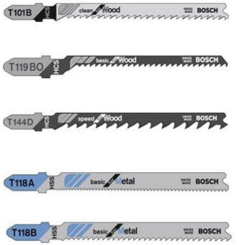 Bosch Jigsaw Blade Kit- T-Shank - High-Carbon Steel - For Wood and Metal - Set of 5