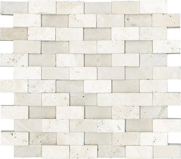 Anatolia 1 x 2 in Brick (2.5 x 5 cm) Ivory Honed Travertine Mosaic