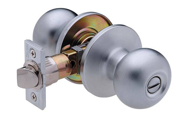 33-D1324 Villa Ball Knob Privacy Satin Chrome Round Rose