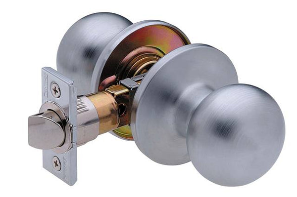 33-D1334 Villa Ball Knob Passage Satin Chrome Round Rose