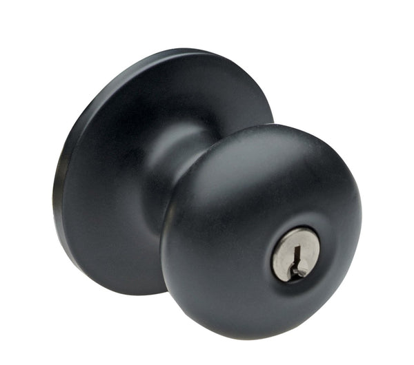 34-FV3814BLK Capri Dome Knob Keyed Black Round Rose