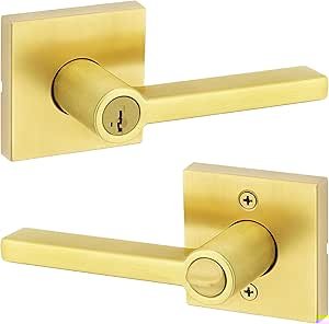 Halifax Lever Keyed GOLD Satin Bass Square Rose 9GLA5350-186SQT
