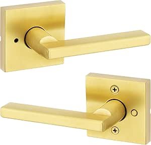Halifax Lever Privacy GOLD Satin Bass Square Rose 9GLA3310-145SQT
