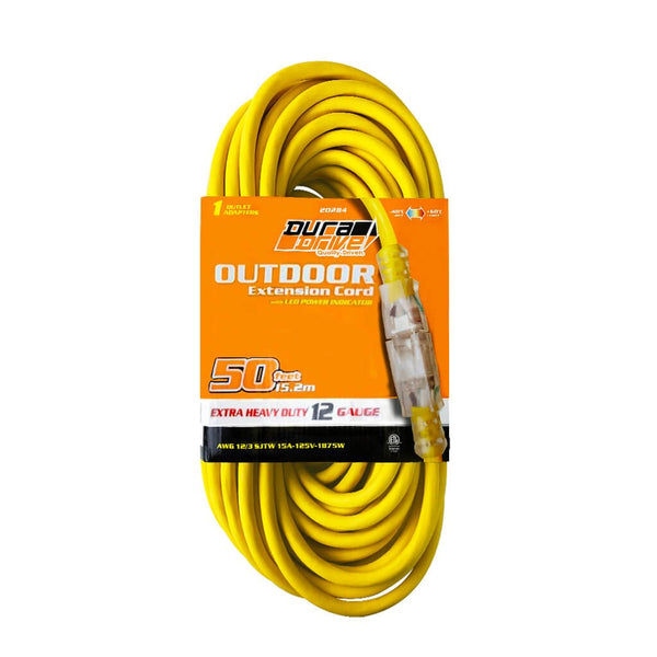  DuraDrive 50 ft. 12/3 SJTW Lighted Single Tap Power Extension Cord