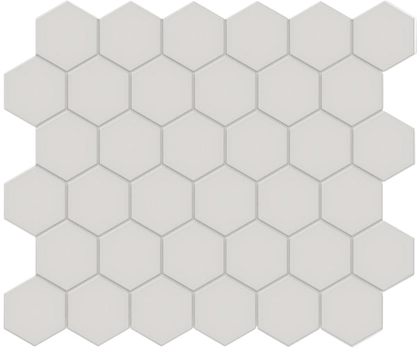 Anatolia 2 in (5.1 cm) Hexagon Soho Matte Unglazed Porcelain Mosaic, HALO GREY
