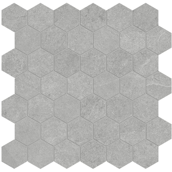 Anatolia 2 in (5 cm) Hexagon Nord Matte Color Body Porcelain Mosaic, LITHIUM