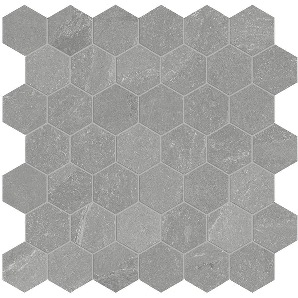 Anatolia 2 in (5 cm) Hexagon Nord Matte Color Body Porcelain Mosaic, PALLADIUM