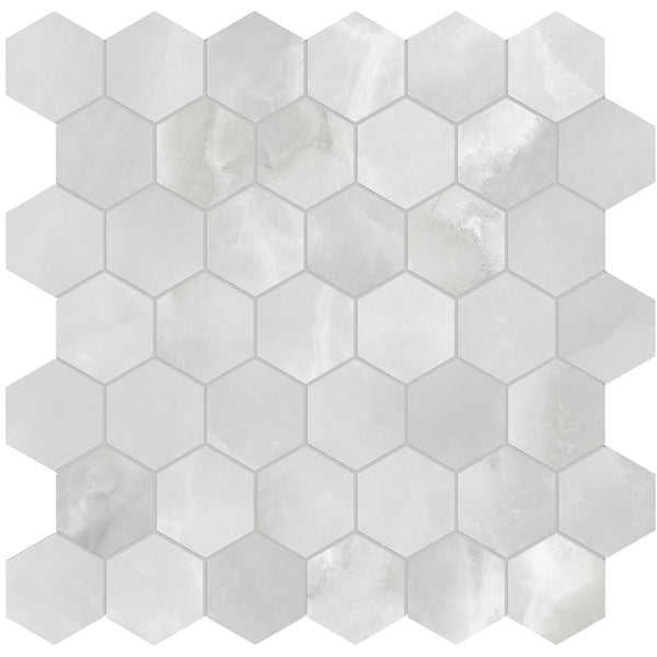 Anatolia 2 in (5 cm) Hexagon Plata Matte Glazed Porcelain Mosaic, ONYX