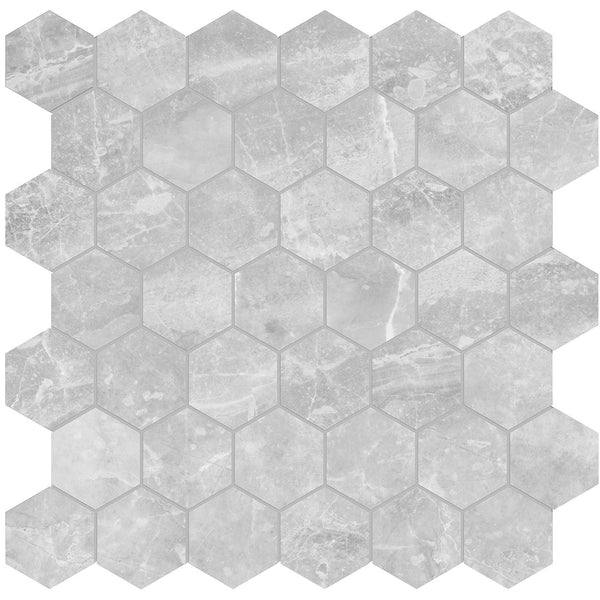 Anatolia 2 in (5 cm) Hexagon Plata Matte Glazed Porcelain Mosaic, PERLA