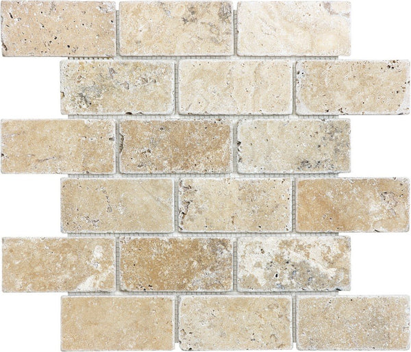 Anatolia 2 x 4 in Brick (5 x 10 cm) Picasso Tumbled Travertine Mosaic