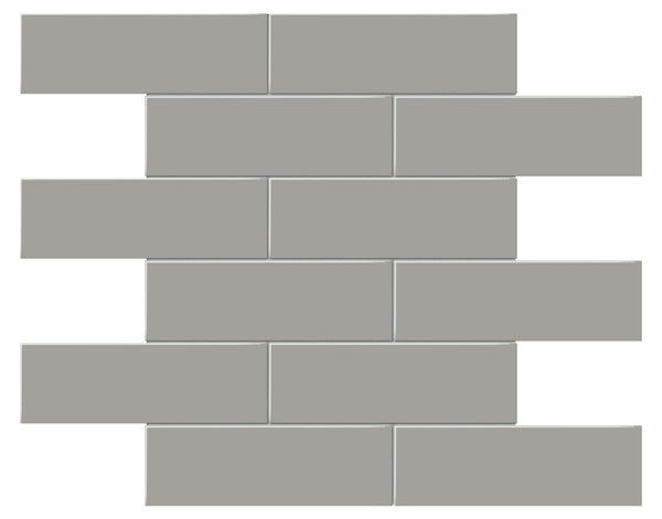 Anatolia 2 x 6 in (4.8 x 14.8 cm) Brick Soho Matte Glazed Porcelain Mosaic, CEMENT CHIC