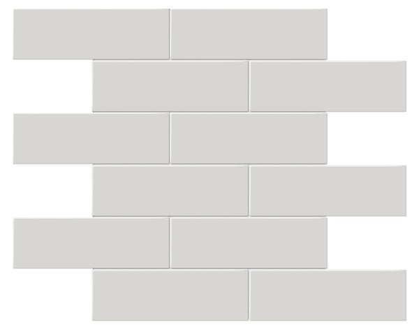 Anatolia 2 x 6 in (4.8 x 14.8 cm) Brick Soho Glossy Glazed Porcelain Mosaic, HALO GREY