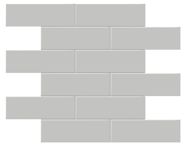 Anatolia 2 x 6 in (4.8 x 14.8 cm) Brick Soho Glossy Glazed Porcelain Mosaic, LOFT GREY