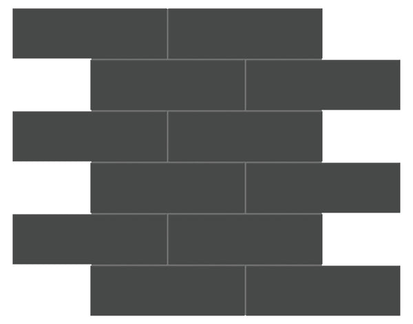 Anatolia 2 x 6 in (4.8 x 14.8 cm) Brick Soho Glossy Glazed Porcelain Mosaic, RETRO BLACK