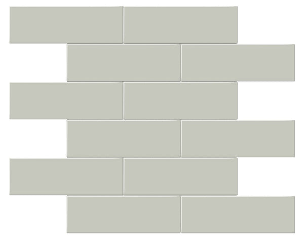 Anatolia 2 x 6 in (4.8 x 14.8 cm) Brick Soho Glossy Glazed Porcelain Mosaic, SOFT SAGE