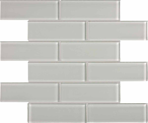 Anatolia 2 x 6 in (5 x 15 cm) Brick Element Dark Colors Glass Mosaic, MIST
