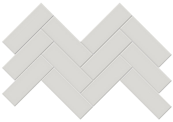 Anatolia 2 x 6 in (4.8 x 14.8 cm) Herringbone Soho Glossy Glazed Porcelain Mosaic, HALO GREY