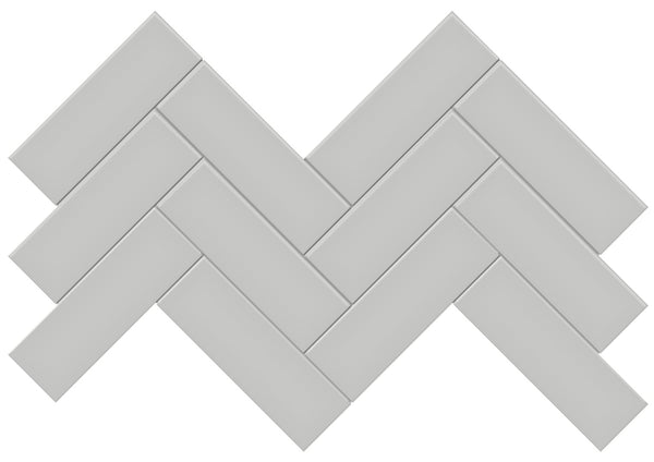 Anatolia 2 x 6 in (4.8 x 14.8 cm) Herringbone Soho Matte Glazed Porcelain Mosaic, LOFT GREY