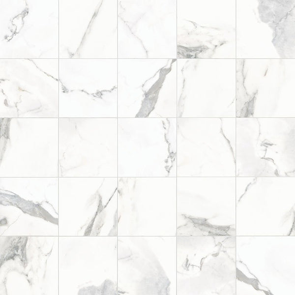 Anatolia 3 x 6 in (7.5 x 15 cm) Classic Glossy Glazed Ceramic Bullnose, CALACATTA