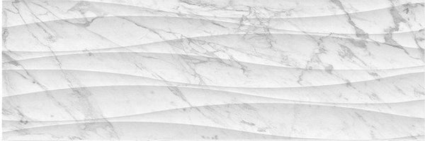 Anatolia 12 x 36 in (30 x 90 cm) Curva Raffino Matte Rectified Glazed Ceramic, BIANCO