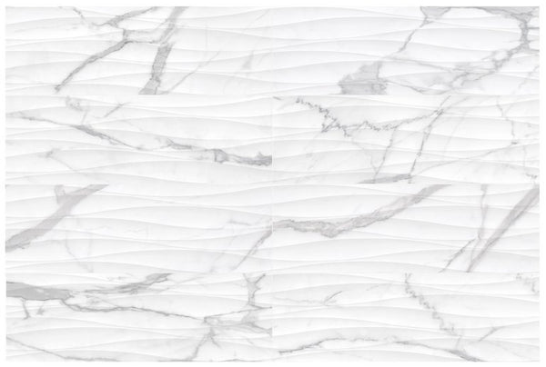 Anatolia 12 x 36 in (30 x 90 cm) Curva Raffino Matte Rectified Glazed Ceramic, STATUARIO
