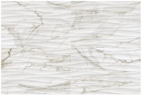 Anatolia 12 x 36 in (30 x 90 cm) Curva Raffino Matte Rectified Glazed Ceramic, CALACATTA