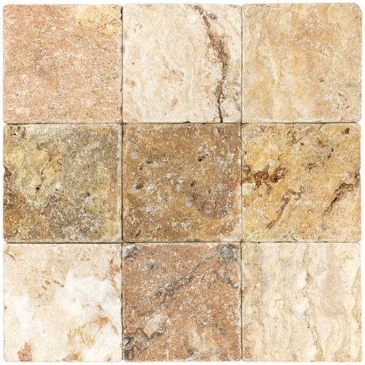 Anatolia 4 x 4 in (10 x 10 cm) Scabos Tumbled Travertine