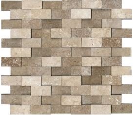 Anatolia 1 x 2 in Brick (2.5 x 5 cm) Noce Honed Travertine Mosaic